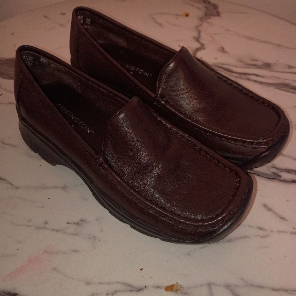 Covington Dark Brown Leather Slip-On Loafers
